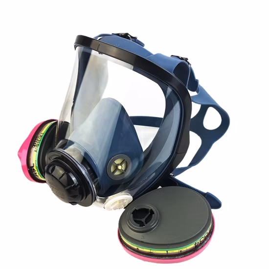 Nuevos tipos Filtros dobles Máscara de gas de seguridad Bolsa de nylon Embalado Máscara de gas portátil de cara completa